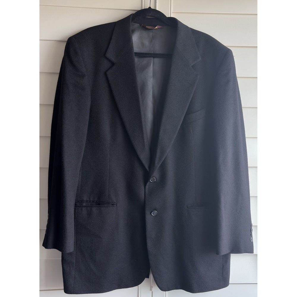 Vtg Nordstrom Loro Piana 43L 100% Camel Hair Black Blazer Sport Coat Italy